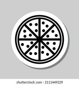 Pizza simple icon vector. Flat desing. Sticker with shadow on gray background.ai