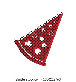 Pizza simple sign. Vector. Brown icon with shifted black circle pattern as duplicate at white background. Isolated.