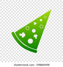 Pizza simple sign. Vector. Green gradient icon on transparent background.