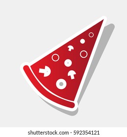 Pizza simple sign. Vector. New year reddish icon with outside stroke and gray shadow on light gray background.