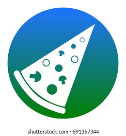 Pizza simple sign. Vector. White icon in bluish circle on white background. Isolated.