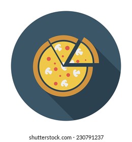 Pizza. Single flat color icon. Vector illustration.