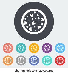 Pizza. Single flat icon on the circle. Vector illustration.