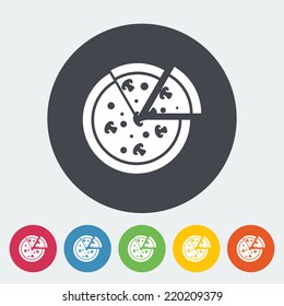 Pizza. Single flat icon on the circle. Vector illustration.