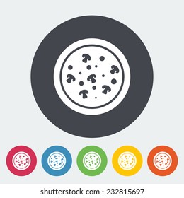 Pizza. Single flat icon on the circle. Vector illustration.