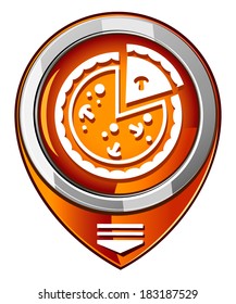 Pizza. Single icon. Orange pointer