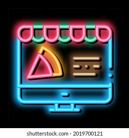 Pizza Site Order vector de señal de luz de neón. Icono brillante Pizza Site Order señal isométrica. ilustración de símbolo transparente