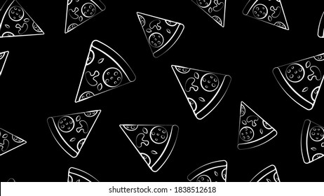 pizza sketch pattern, seamless vector pattern, hand drawn sketch slice of pizza isolated on white background , Vector.