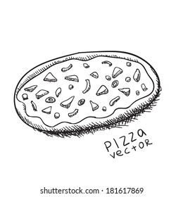Pizza sketch. Vector illustration.