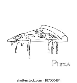 Pizza sketch. Vector llustration.