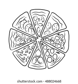 Pizza, Sketch For Your Design. Vector Illustration