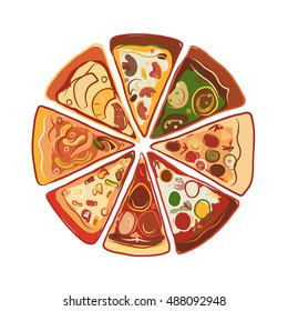Pizza, sketch for your design. Vector illustration