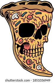 pizza skull character design vector