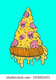 pizza with skulls isolated