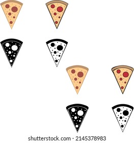 Pizza Slice 8 Varietys Full Color BW