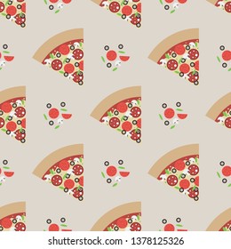 Pizza slice abstract vector colored seamless pattern