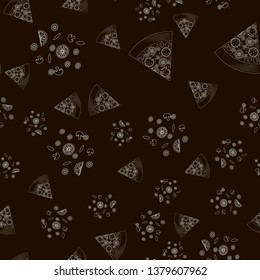 Pizza slice abstract vector outline seamless pattern