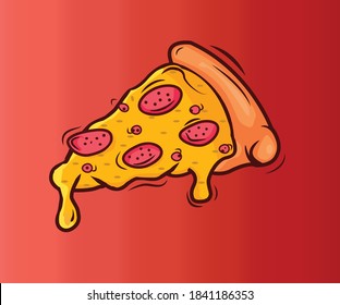 pizza slice with background color