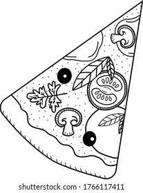 Pizza slice black and white