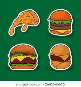 Pizza Slice and Burgers Food Stickers