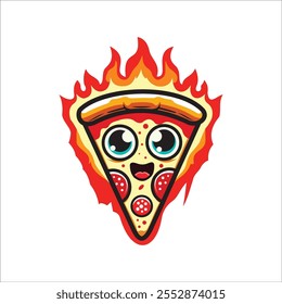 Pizza Slice Cartoon Personagem Vetor Logo Design