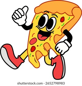 Pizza Slice Cartoon Personagem Vetor Logo Design