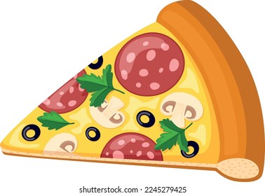 Pizza slice cartoon icon. Italian fast food