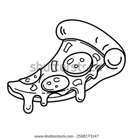 Pizza slice. Cartoon pizza illustration. Pizza with Melted cheese Cartoon Icon. Design element for emblem, poster, icon, menu. Vector illustration