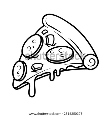 Pizza slice. Cartoon pizza illustration. Pizza with Melted cheese Cartoon Icon. Design element for emblem, poster, icon, menu. Vector illustration
