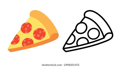 Pizza slice cartoon style icon. Italian pizza cute design vector illustration.