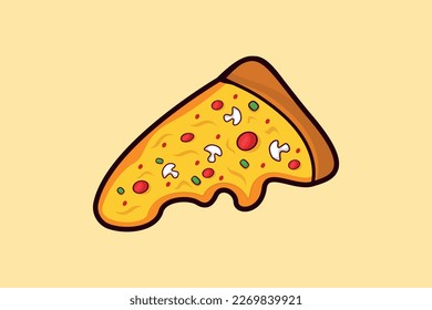Pizza Slice Cartoon Style Illustration Design