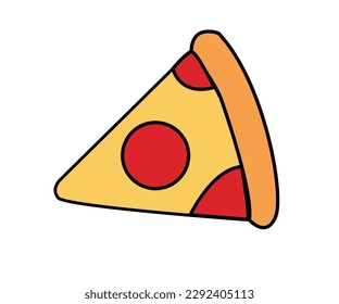 pizza slice catoon vector symbol tomato