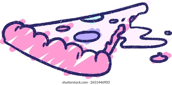 Pizza Slice Chalk Drawing in bright neon color