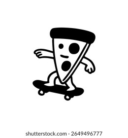 Un personnage de tranche de pizza est le skateboard