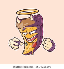 Pizza Slice Character vector illustration. Fast food, brand design concept.
