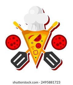 Pizza Slice Chef Hat vector