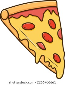 Pizza slice clip art. Food cartoon vector illsutration.