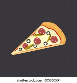 Pizza slice color flat icon for web and mobile design
