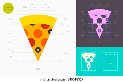 pizza slice color icon (golden section)
