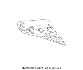 Pizza slice continuous line. Continuous one line drawing of pizza. Italian food concept. Single line drawing
