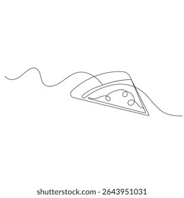 Pizza slice continuous one line drawing outline vector icon	