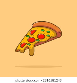 Pizza Slice Cookies Cartoon Vector Icon Illustration. Food Snack Icon Concept Isolated Premium Vector. Flat Cartoon Style