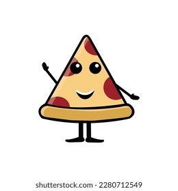 Pizza slice. Cute fast food vector character set isolated on white. smile pizza