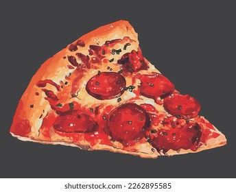pizza slice delicious vector illustration