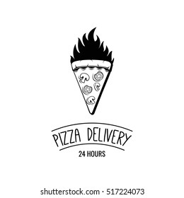 Pizza Slice Delivery label. Isolated vector illustration