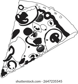 Pizza Slice Design features a detailed and creative illustration of a single pizza slice with vibrant toppings, perfect for food-related digital content, menus, or promotional materials.