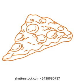 Pizza Slice Doodle Art Drawing Vector Illustration