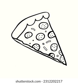 pizza slice doodle hand drawn icon illustration