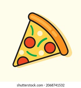 icono del doodle de porción de pizza. ilustración vectorial