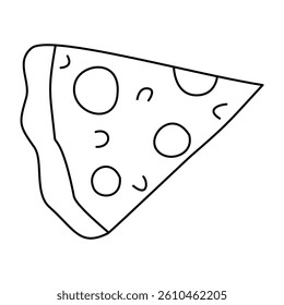 Pizza slice doodle. Isolated on white background